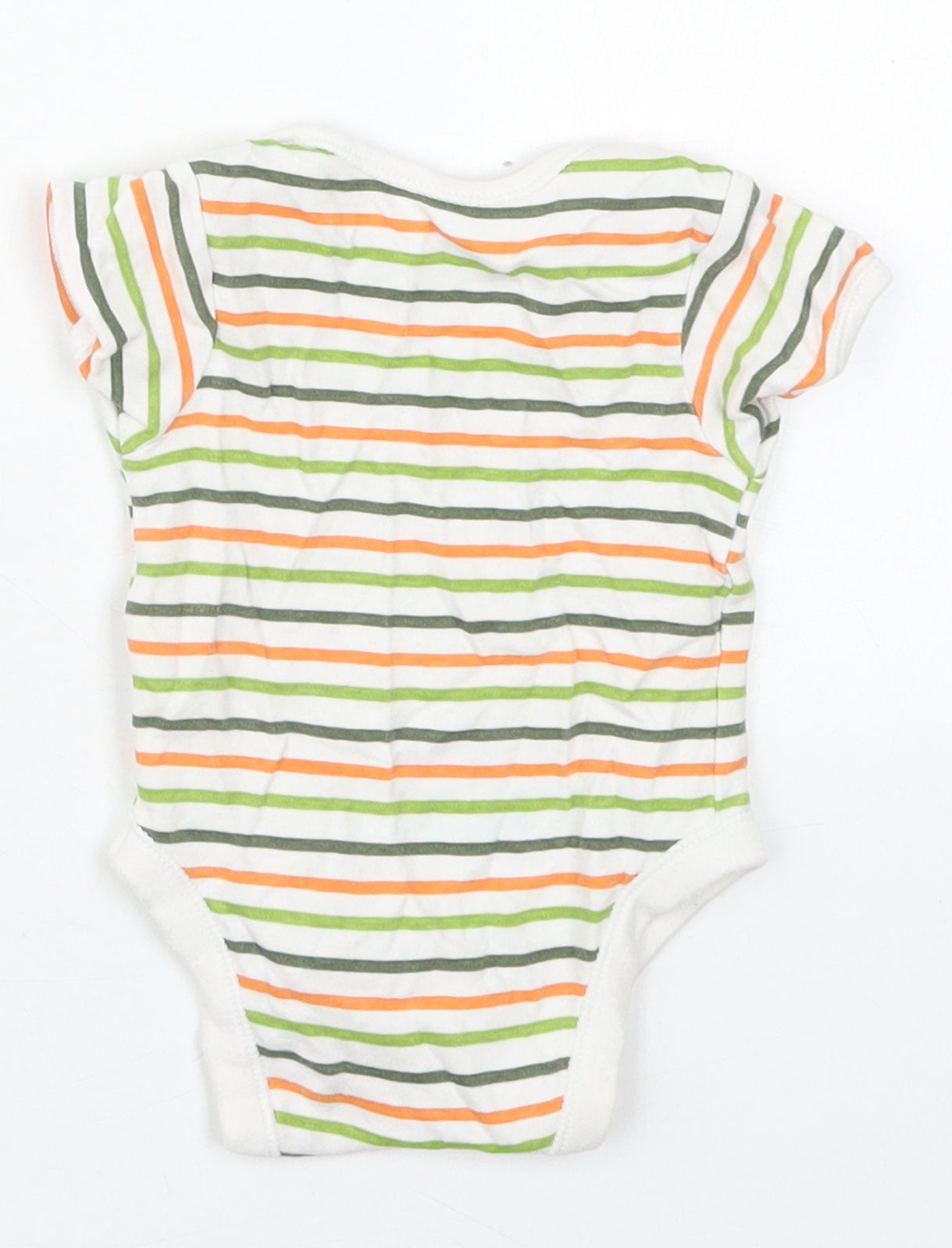 George Baby Green Striped Cotton Babygrow One-Piece Size 3-6 Months  Button - Orange
