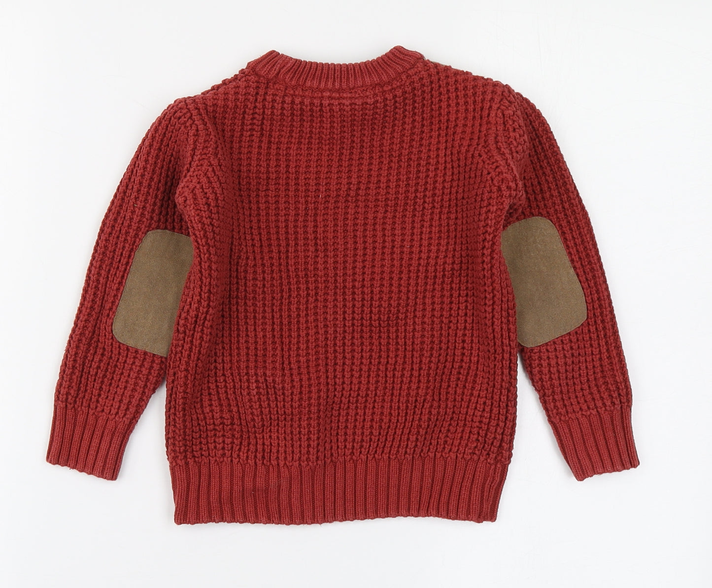 NEXT Boys Red Off the Shoulder  100% Cotton Pullover Jumper Size 4 Years  Pullover - Elbow Patches