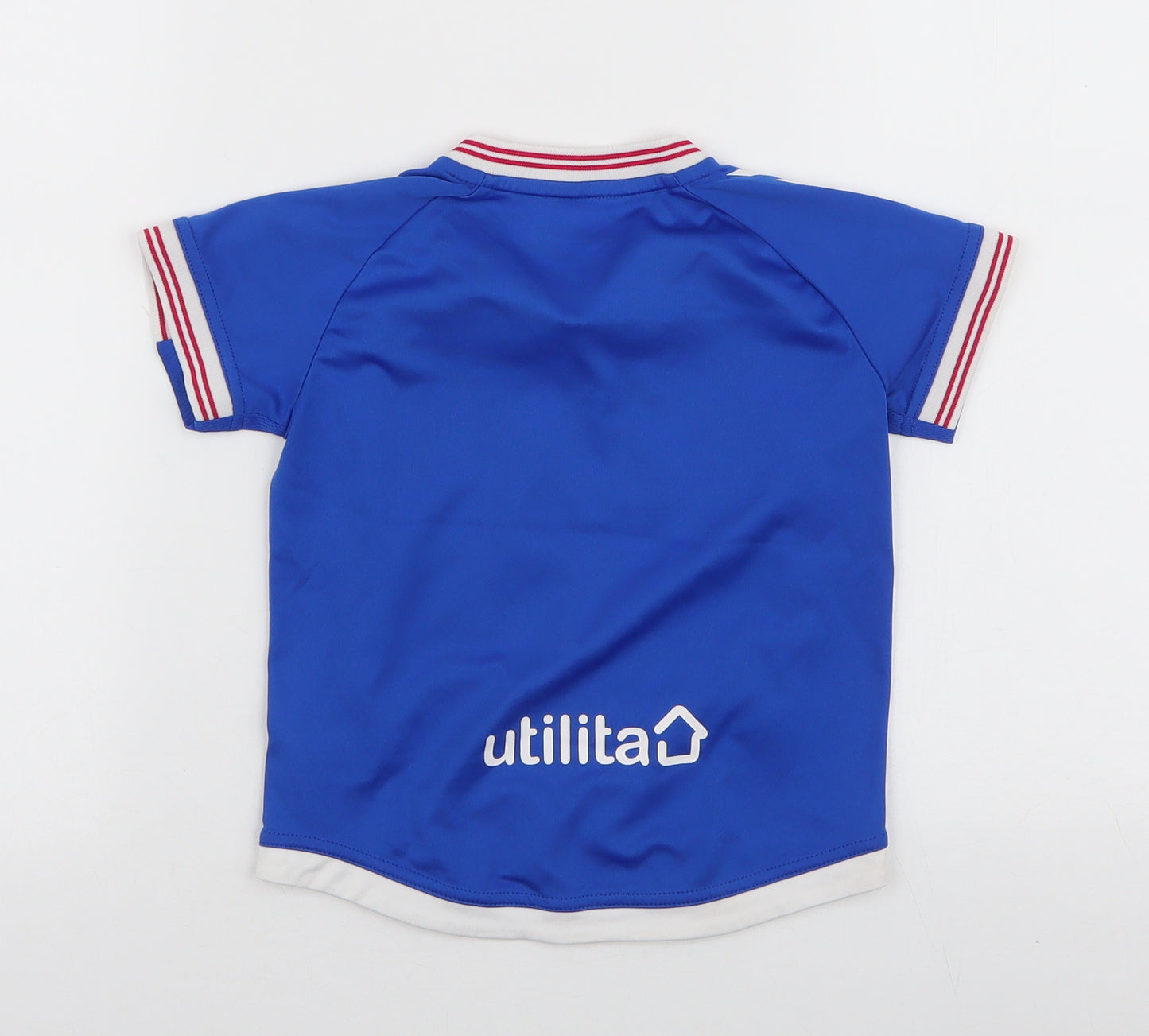 Rangers Boys Blue  Polyester Jersey T-Shirt Size 2-3 Years V-Neck Pullover - Rangers Football club