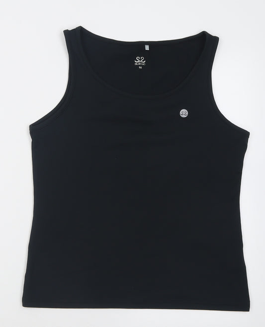 studiotwo Womens Black  Polyester Basic Tank Size 16 Scoop Neck Pullover