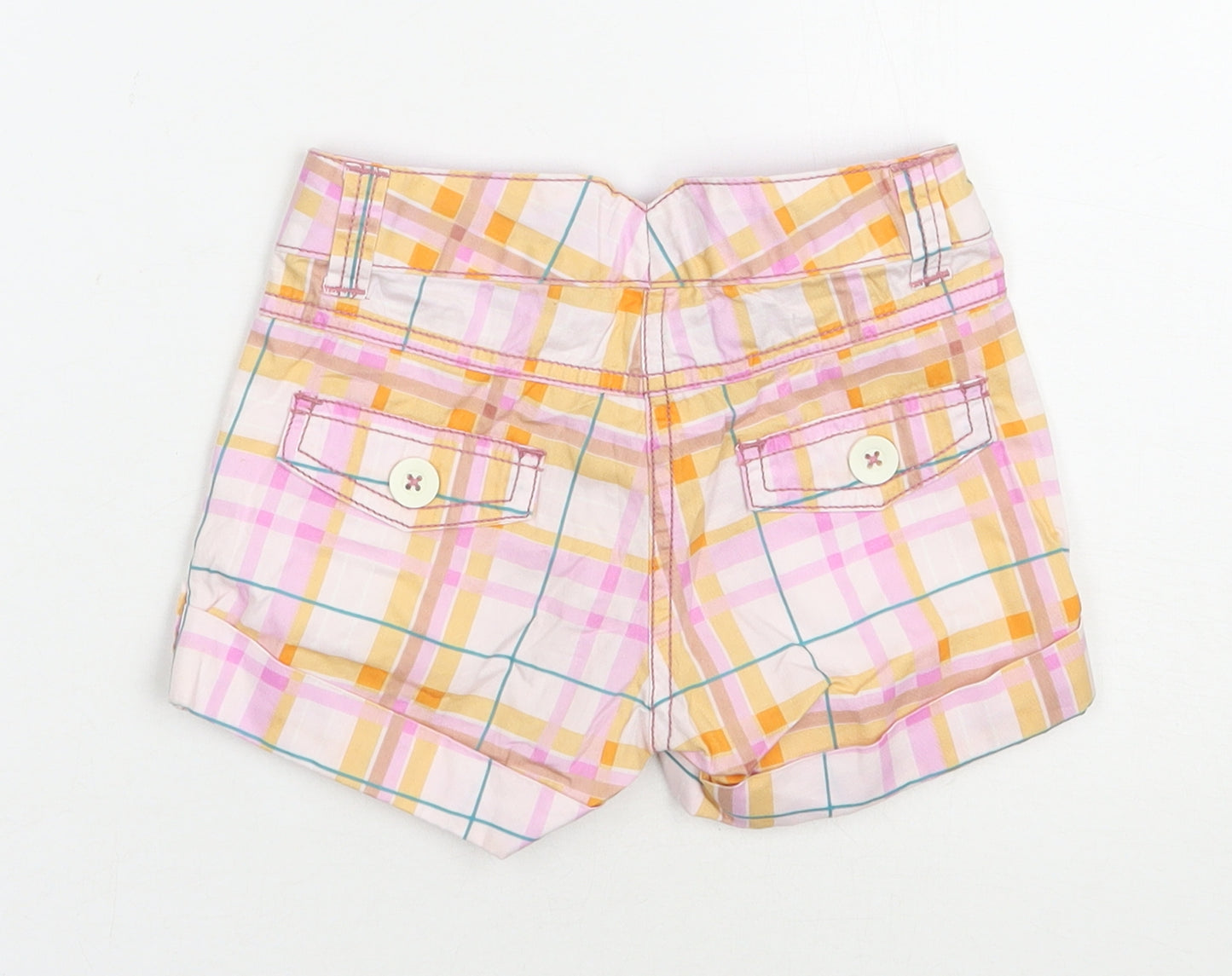NEXT Girls Multicoloured Plaid Cotton Chino Shorts Size 3 Years  Regular Zip