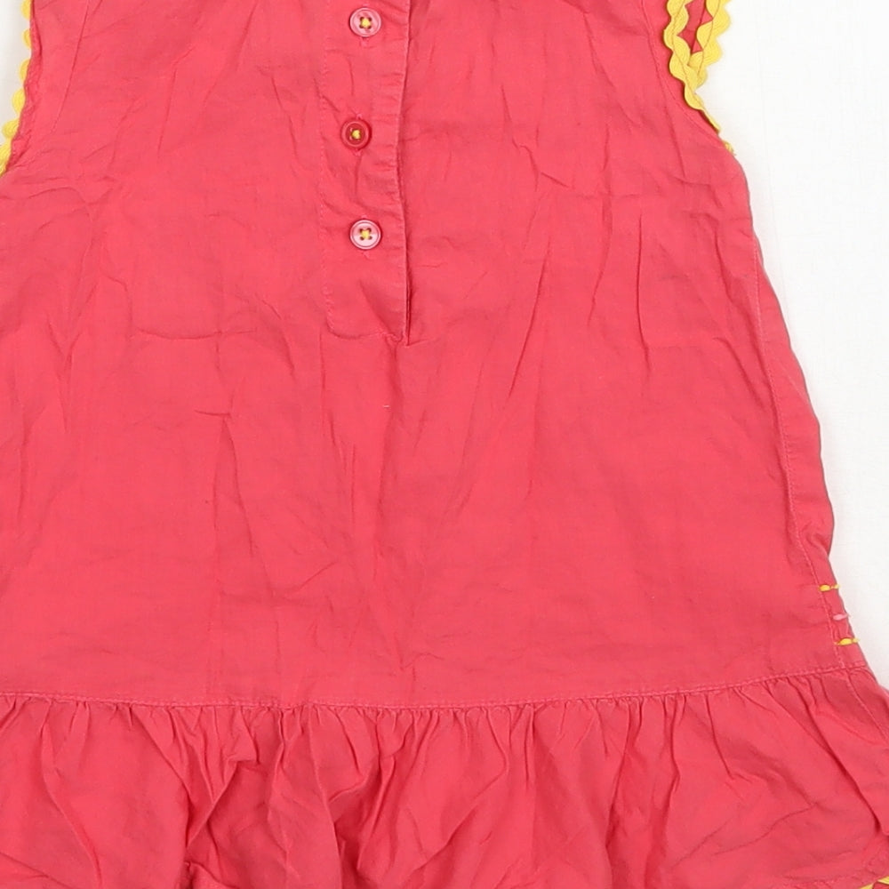 Marks and Spencer Girls Pink  Cotton A-Line  Size 2-3 Years  Round Neck Button