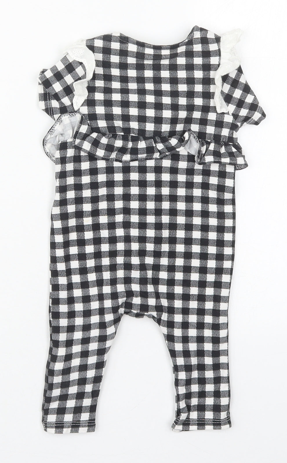 Jessica Simpson Girls Black Check Cotton Coverall One-Piece Size 3-6 Months  Button