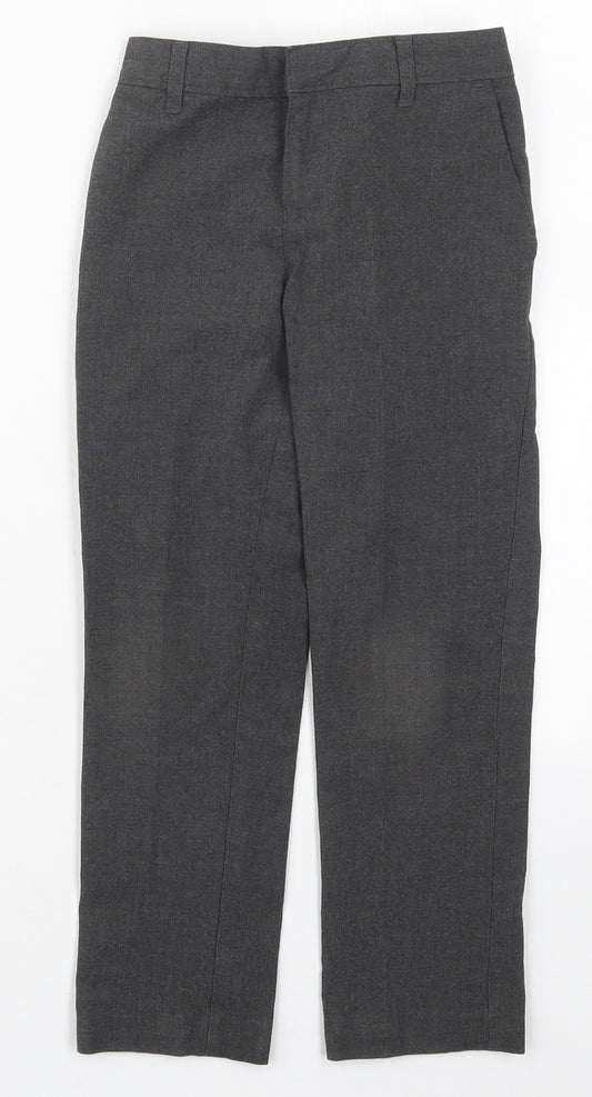 Marks and Spencer Boys Grey  Polyester Dress Pants Trousers Size 7-8 Years  Regular Hook & Eye