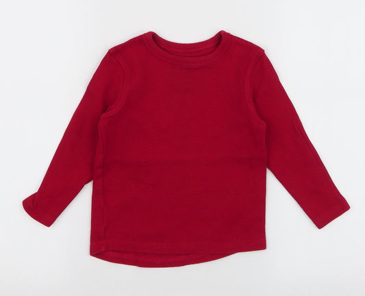 George Boys Red Round Neck  100% Cotton Pullover Jumper Size 2-3 Years  Pullover