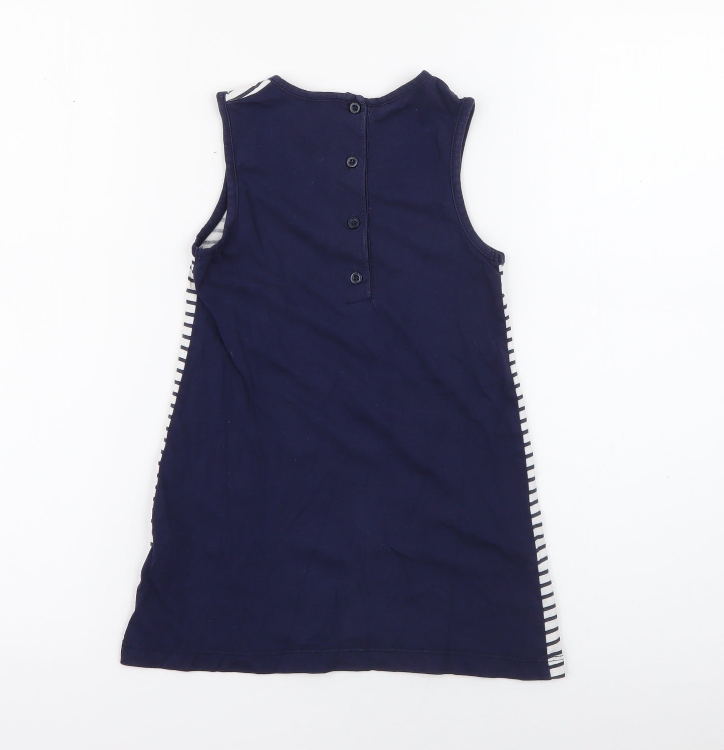 minicone Girls Blue Striped Cotton Tank Dress  Size 3 Years  Round Neck