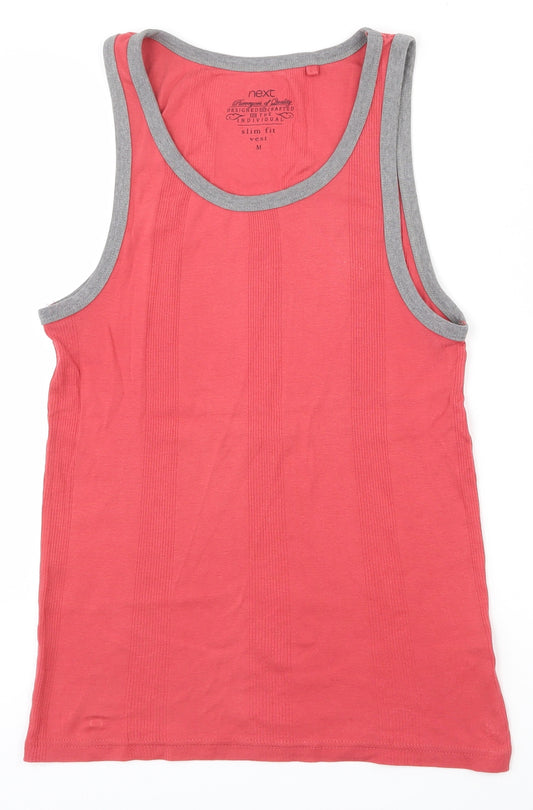 NEXT Mens Red  100% Cotton Basic Tank Size M Scoop Neck Pullover