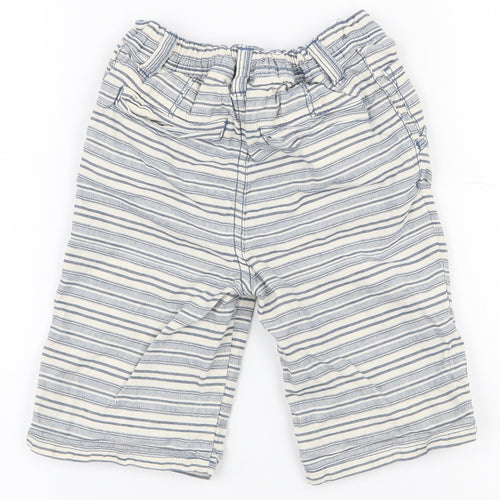 Dunnes Stores Boys White Striped 100% Cotton Chino Shorts Size 3-4 Years  Regular  - Button closure