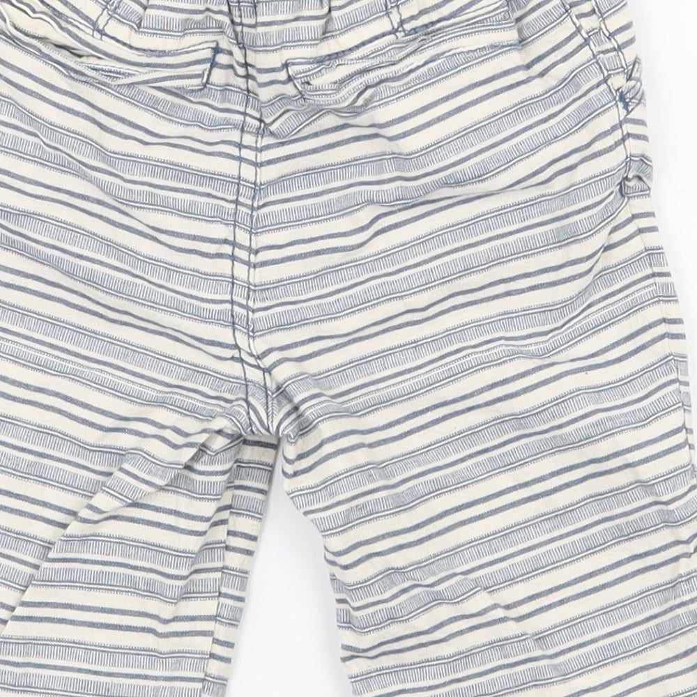 Dunnes Stores Boys White Striped 100% Cotton Chino Shorts Size 3-4 Years  Regular  - Button closure