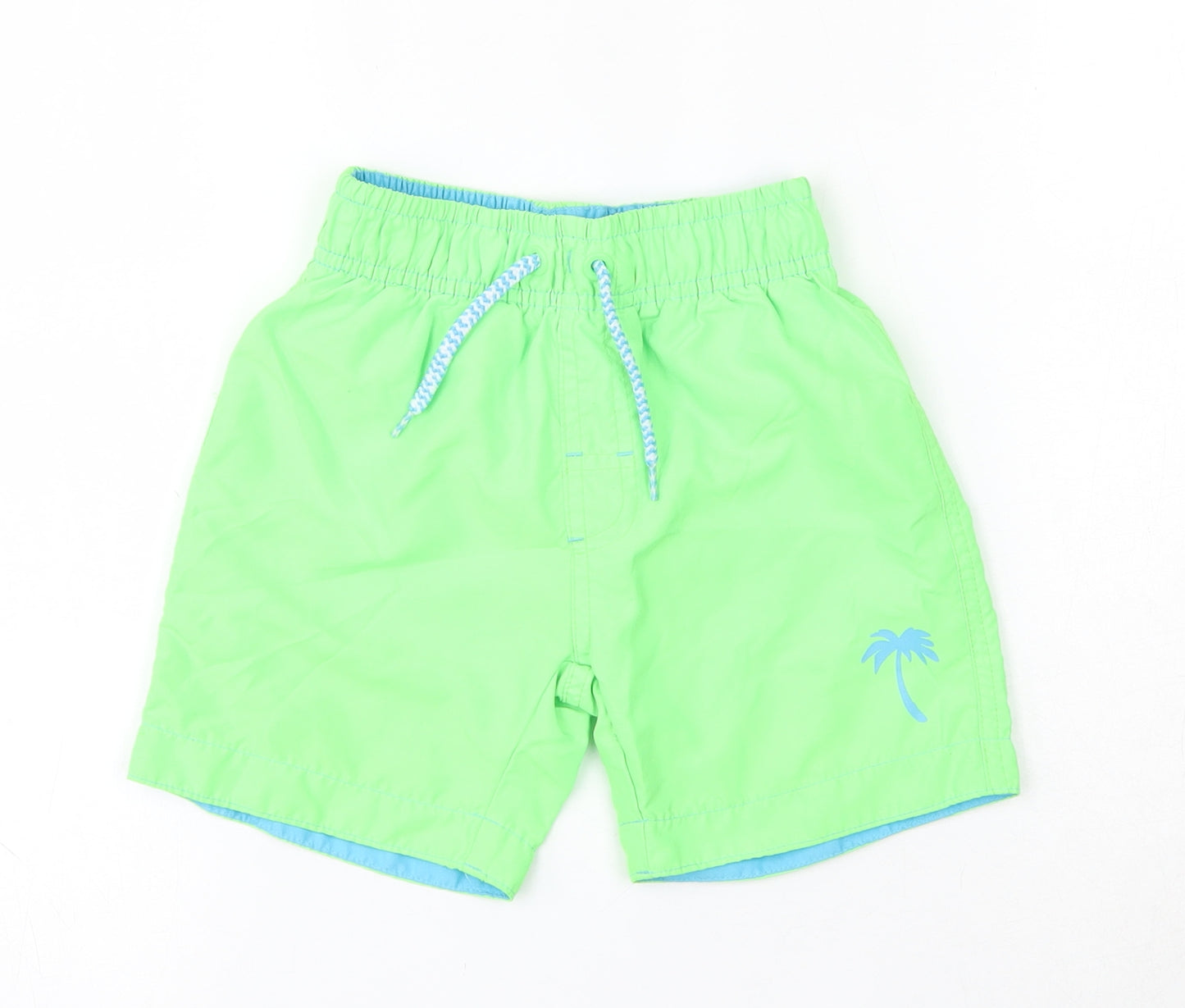 Primark Boys Green  100% Polyester Sweat Shorts Size 3-4 Years  Regular Drawstring