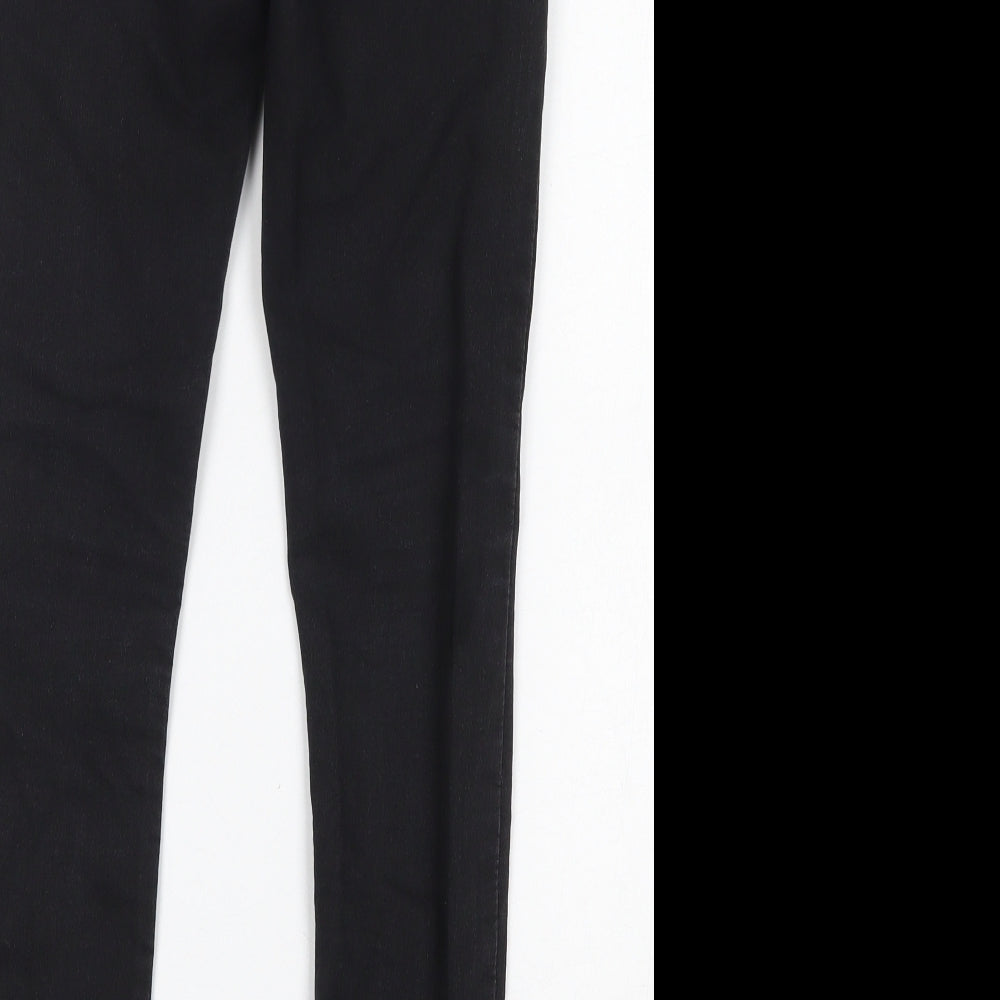 H&M Girls Black  Cotton Skinny Jeans Size 11-12 Years  Slim Button