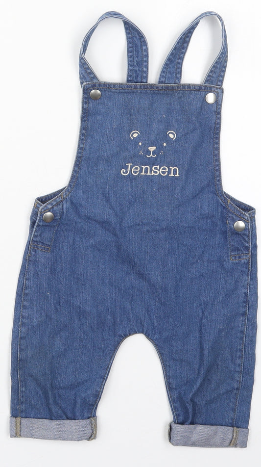 Baby Bugs Baby Blue  Cotton Dungaree One-Piece Size 12-18 Months  Button - Jensen