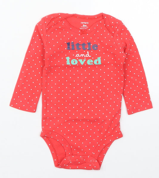 Carters Girls Red Polka Dot Cotton Babygrow One-Piece Size 6-9 Months  Button - Little and Loved