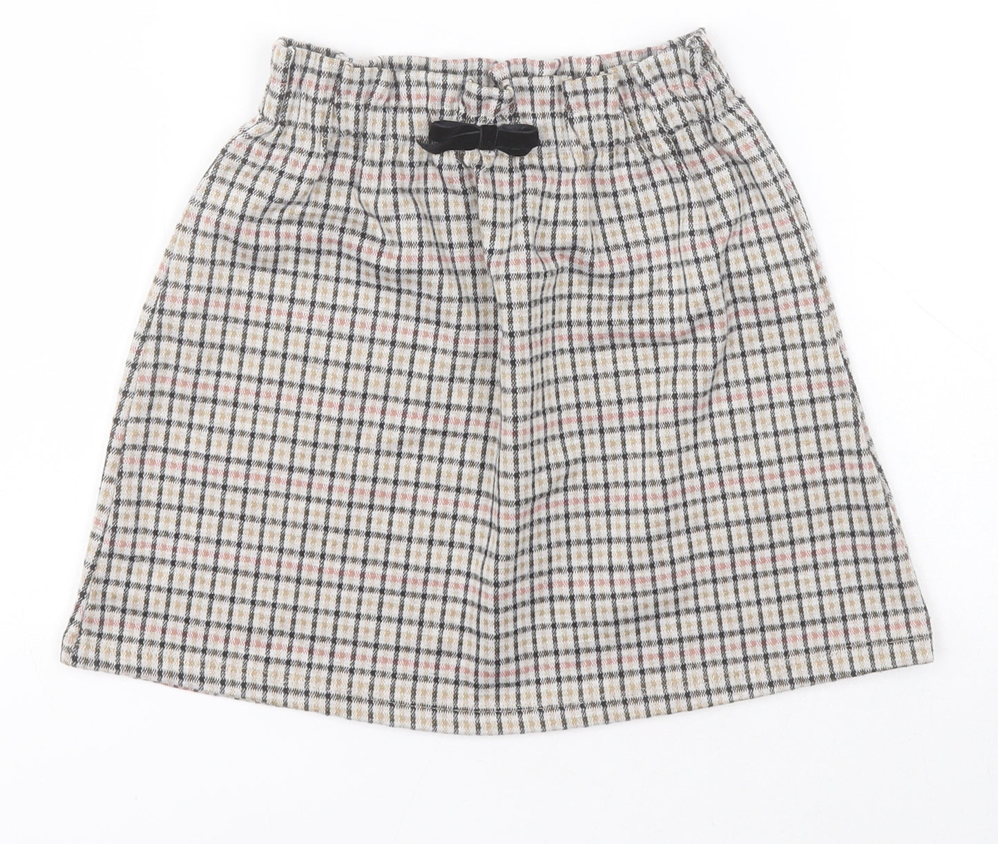 Primark Girls White Check Polyester A-Line Skirt Size 6-7 Years  Regular Pull On