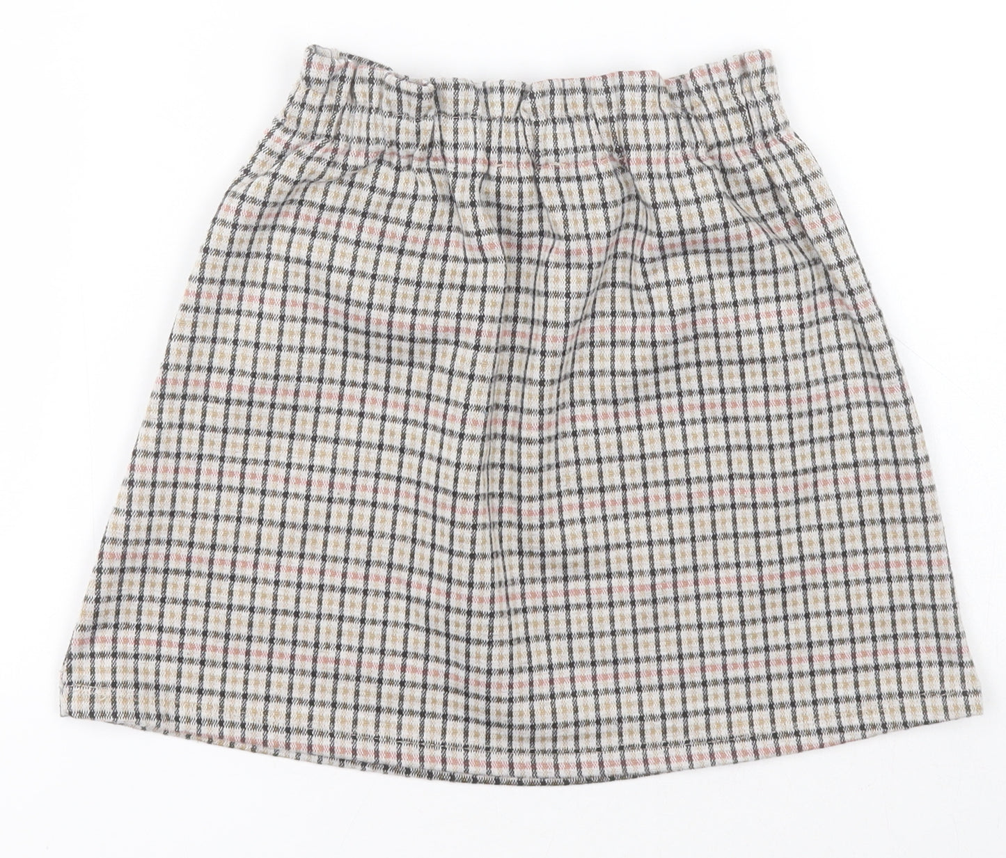 Primark Girls White Check Polyester A-Line Skirt Size 6-7 Years  Regular Pull On