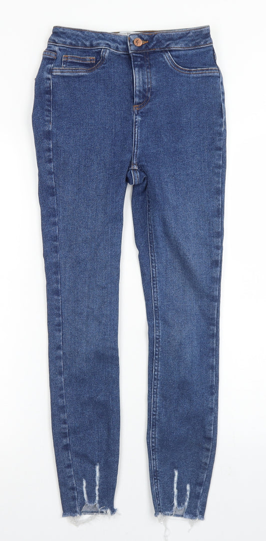 New Look Girls Blue  Cotton Skinny Jeans Size 12 Years  Regular Button - High Waist