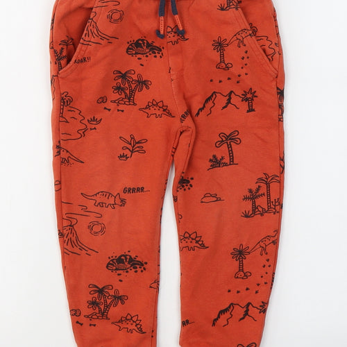 F&F Boys Orange  Cotton Sweatpants Trousers Size 2-3 Years  Regular Tie