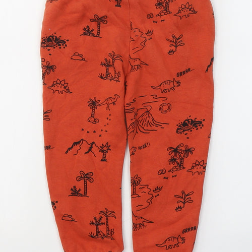 F&F Boys Orange  Cotton Sweatpants Trousers Size 2-3 Years  Regular Tie