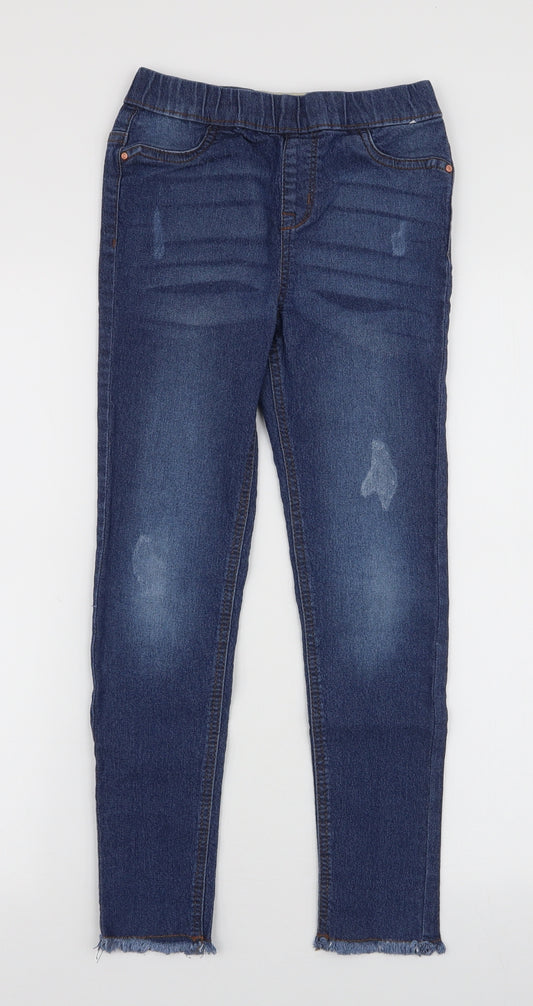 Denim & Co. Girls Blue  Cotton Jegging Jeans Size 9-10 Years  Slim Pullover