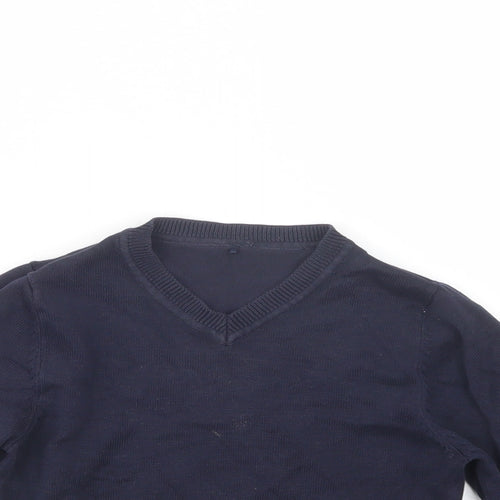 Geprge Boys Blue V-Neck  Cotton Pullover Jumper Size 3-4 Years  Pullover - School Wear