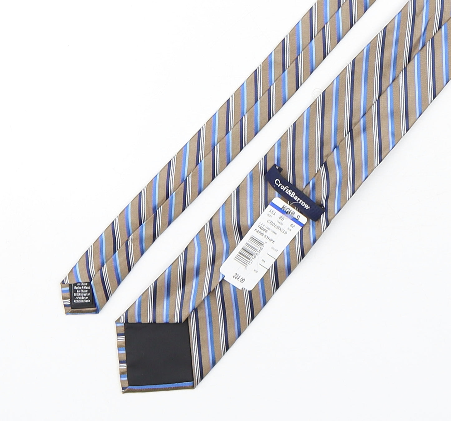 Croft & Barrow Mens Multicoloured Striped Polyester Pointed Tie One Size