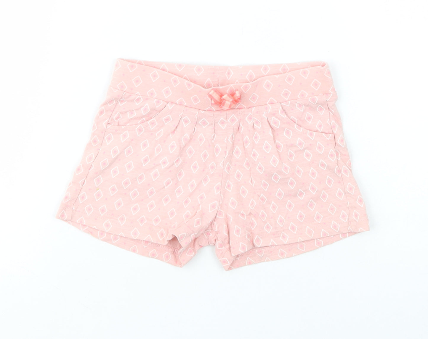 F&F Girls Pink Geometric Cotton Sweat Shorts Size 2-3 Years  Regular Drawstring