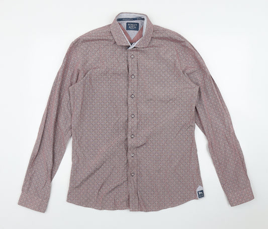 Bewley & Ritch Mens Red Polka Dot Cotton  Dress Shirt Size L Collared Button