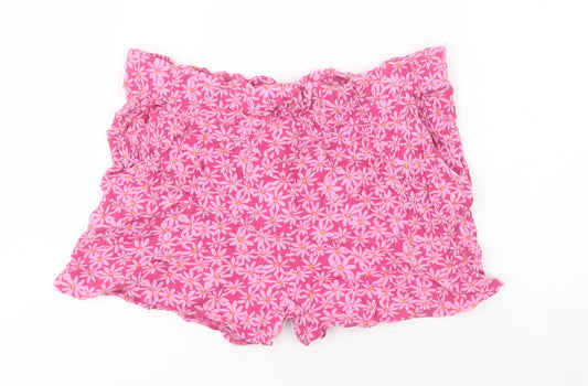 Primark Girls Pink Floral 100% Viscose Paperbag Shorts Size 9-10 Years  Regular