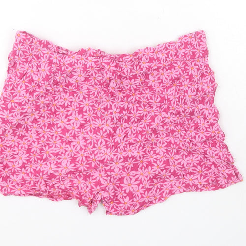 Primark Girls Pink Floral 100% Viscose Paperbag Shorts Size 9-10 Years  Regular