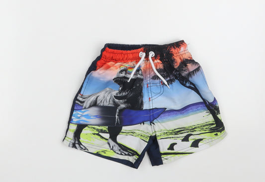 Dunnes Stores Boys Blue Animal Print 100% Polyester Sweat Shorts Size 4 Years  Regular  - Dinosaur
