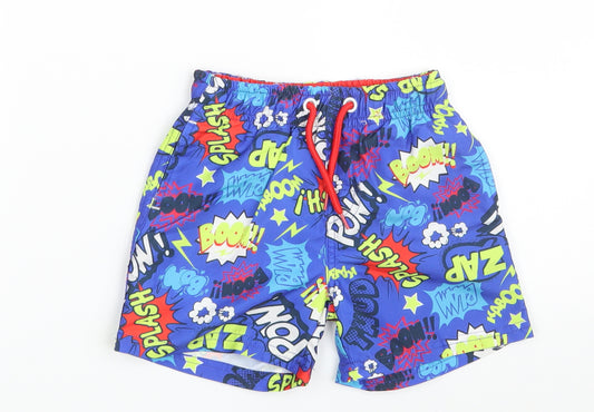 Dunnes Stores Boys Blue  100% Polyester Sweat Shorts Size 4 Years  Regular  - Boom  Splash Pow
