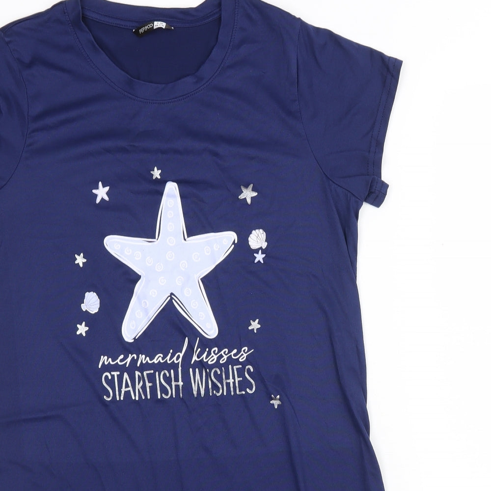 Pep&Co Womens Blue  Polyester Top Nightshirt Size 8   - Starfish Wishes