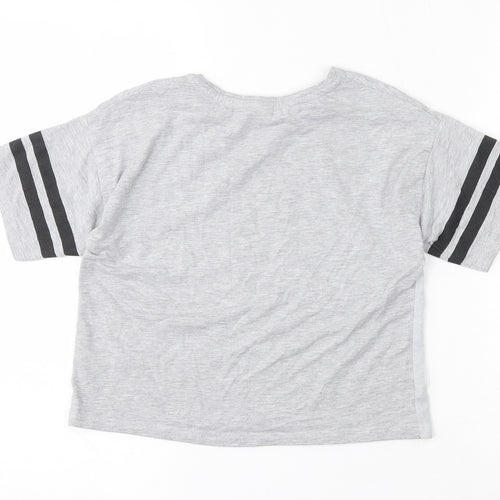 Mojang Girls Grey  Cotton Cropped T-Shirt Size 10-11 Years Round Neck  - Minecraft