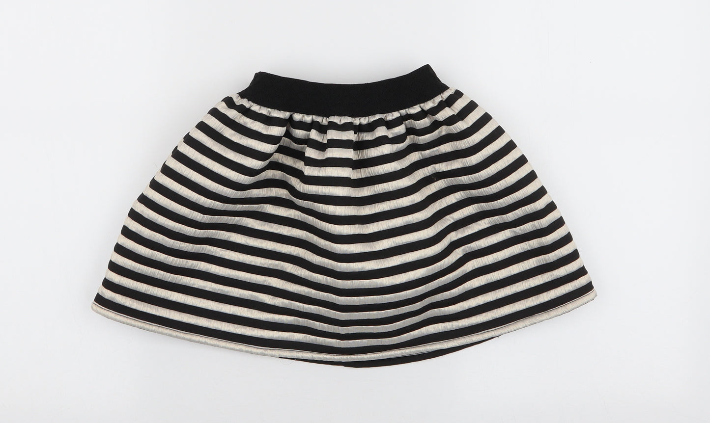 Dunnes Stores Girls Gold Striped Polyester Skater Skirt Size 6 Years  Regular Pull On