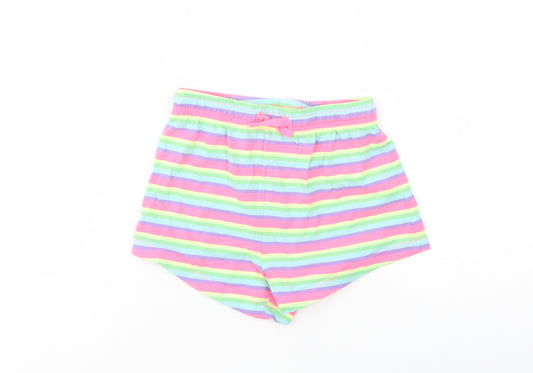 NEXT Girls Multicoloured Striped Cotton Sweat Shorts Size 6 Years  Regular Drawstring