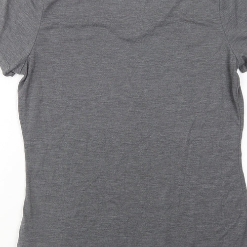 ASICS Womens Grey  Polyester Basic T-Shirt Size M V-Neck Pullover