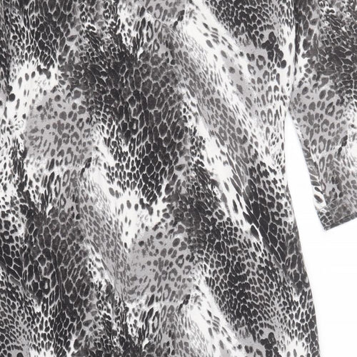 Steilmann Womens Grey Animal Print Viscose Fit & Flare  Size 14  V-Neck Tie