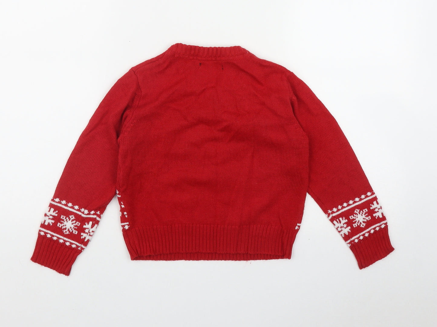Pole Nord Boys Red Round Neck  Acrylic Pullover Jumper Size 5-6 Years   - Gingerbread Man
