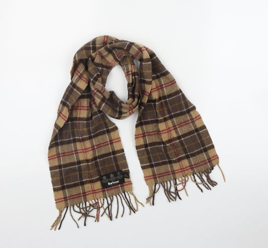 Barbour Mens Brown Plaid Wool Scarf  One Size