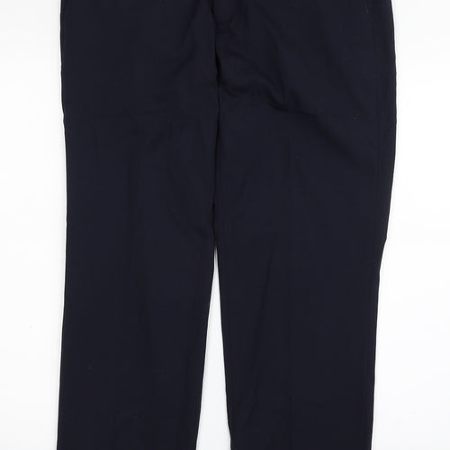 Marks and Spencer Mens Blue  Polyester Dress Pants Trousers Size 34 in L31 in Regular Zip