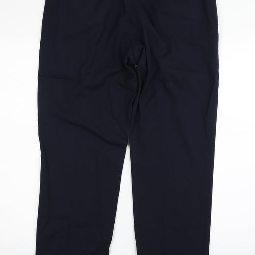 Marks and Spencer Mens Blue  Polyester Dress Pants Trousers Size 34 in L31 in Regular Zip