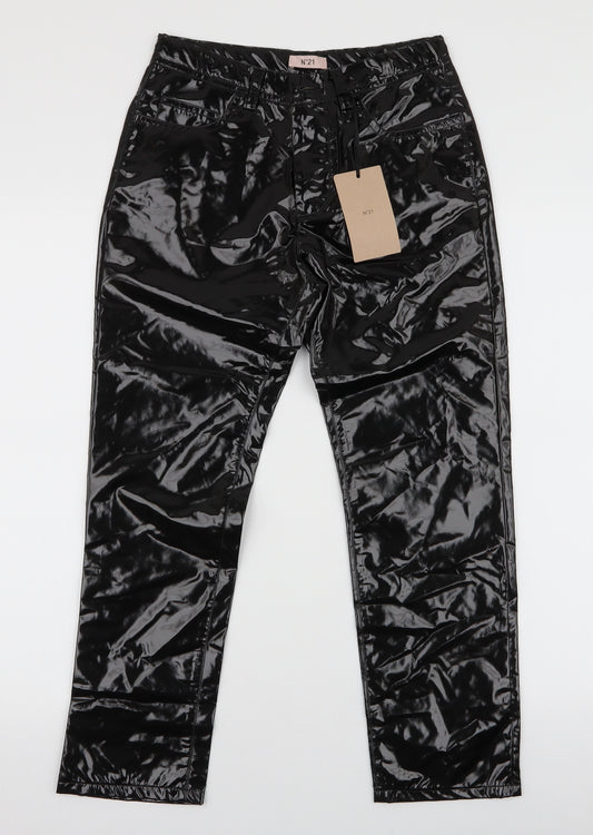 No 21 Girls Black  Polyester  Trousers Size 11 Years  Slim Zip - Latex
