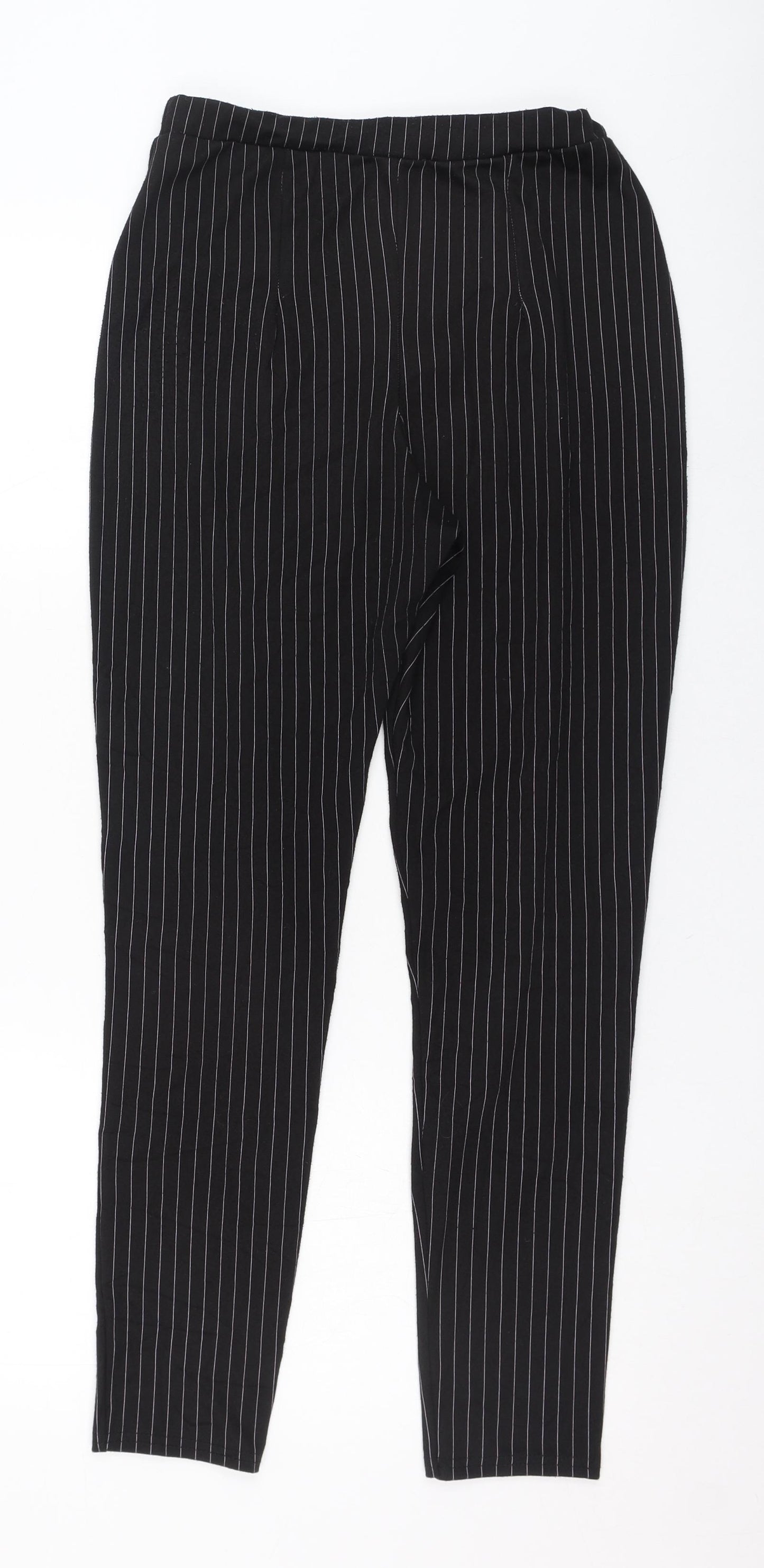 Boohoo Womens Black Striped Polyester Capri Leggings Size 10 L26 in
