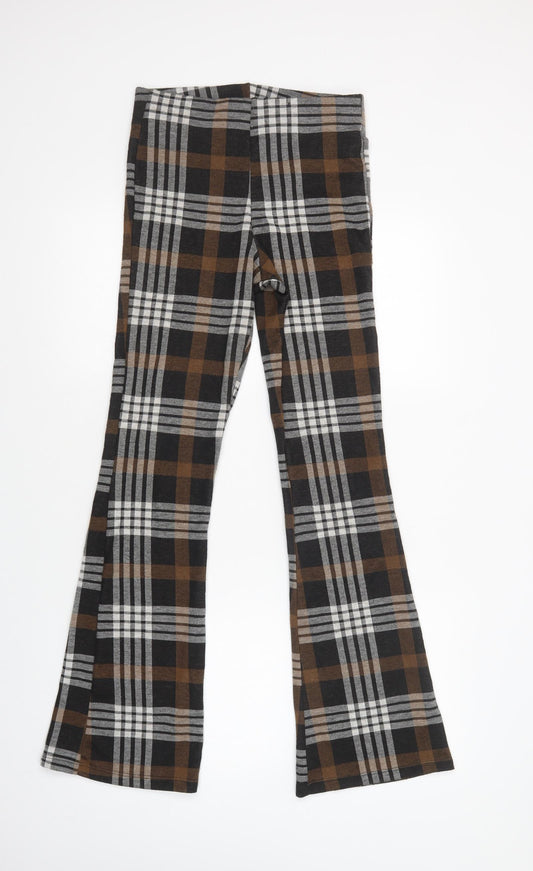 Topshop Womens Brown Plaid Polyester Jegging Leggings Size S L33 in