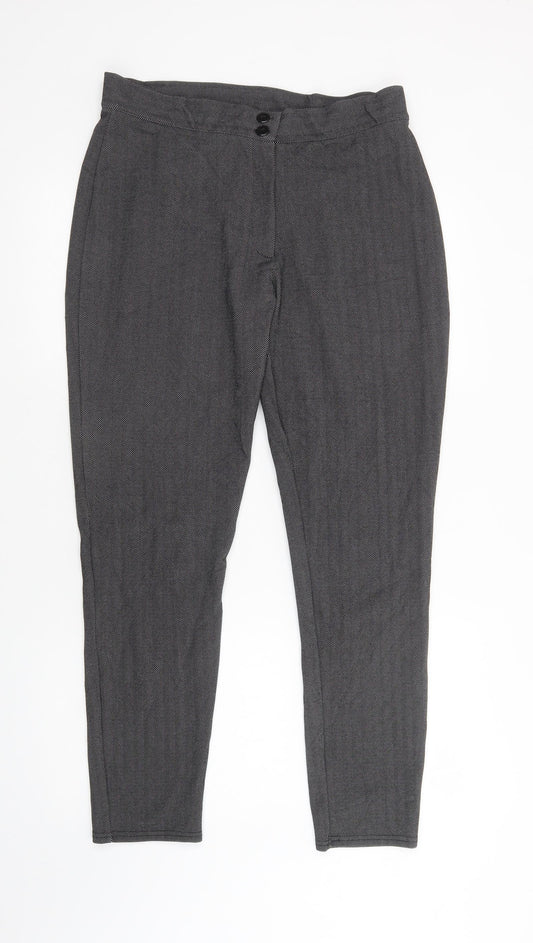 Leggingonline.co.uk Womens Grey Herringbone Polyester Jegging Leggings Size 14 L31 in