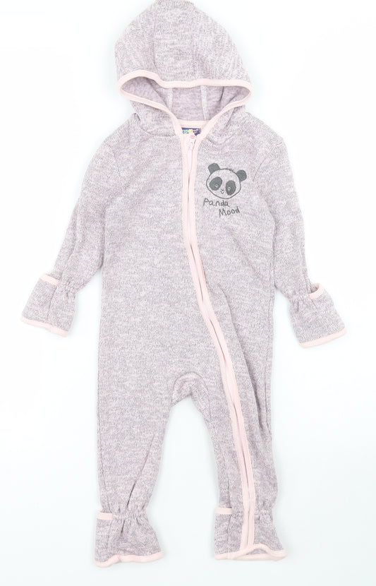 Lupilu Baby Pink  100% Polyester Coverall One-Piece Size 3-6 Months  Zip - Panda