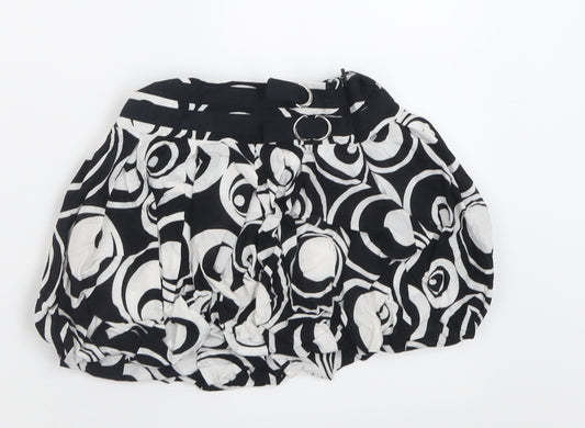 NEXT Girls Black Geometric Cotton A-Line Skirt Size 6 Years  Regular Buckle