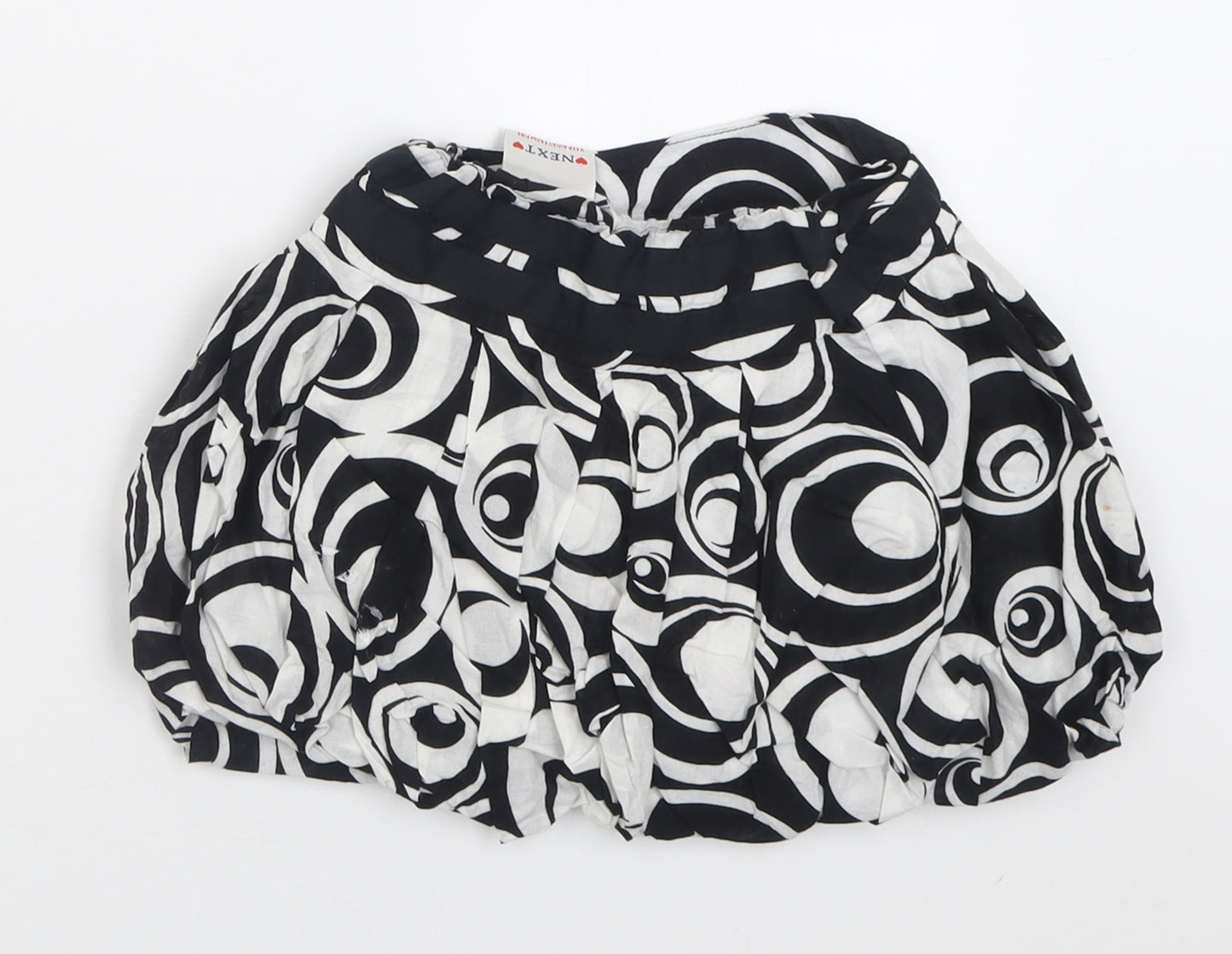 NEXT Girls Black Geometric Cotton A-Line Skirt Size 6 Years  Regular Buckle