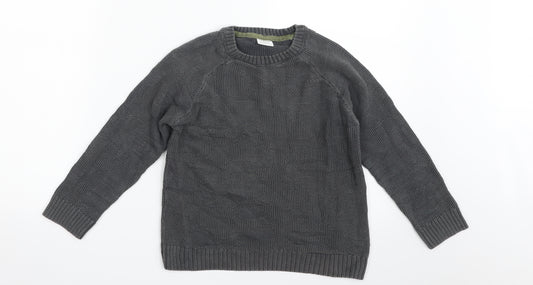 F&F Boys Grey Crew Neck  100% Cotton Pullover Jumper Size 5-6 Years