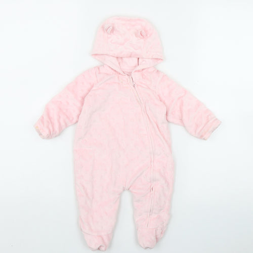 George Girls Pink Polka Dot Polyester Coverall One-Piece Size 0-3 Months  Zip